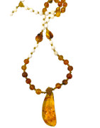 Collier Ambre Blanc et Jaune du Mexique à Enfiler 80 + 14 cm