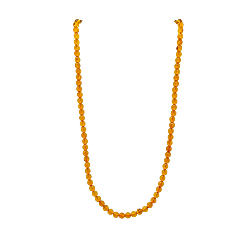 Collier Ambre Baltique Cognac Pierres de 5mm avec Fermoir à Vis 45 cm