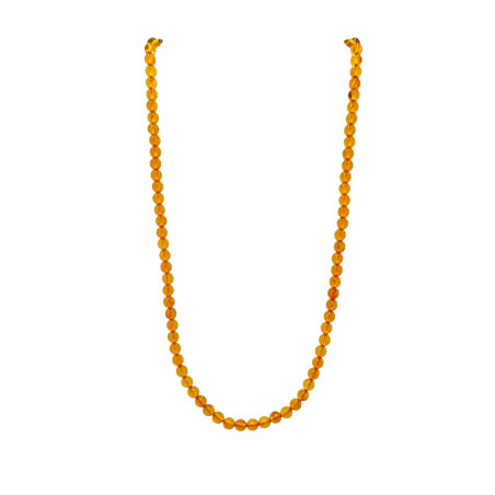Collier Ambre Baltique Cognac Pierres de 5mm avec Fermoir à Vis 45 cm
