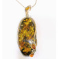 Pendentif Ambre Vert avec Chaîne Argent 925 64 cm
