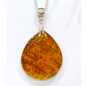 Pendentif Ambre Baltique  Goutte avec Chaîne Acier Inox 50 cm