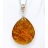 Pendentif Ambre Baltique  Goutte avec Chaîne Acier Inox 50 cm