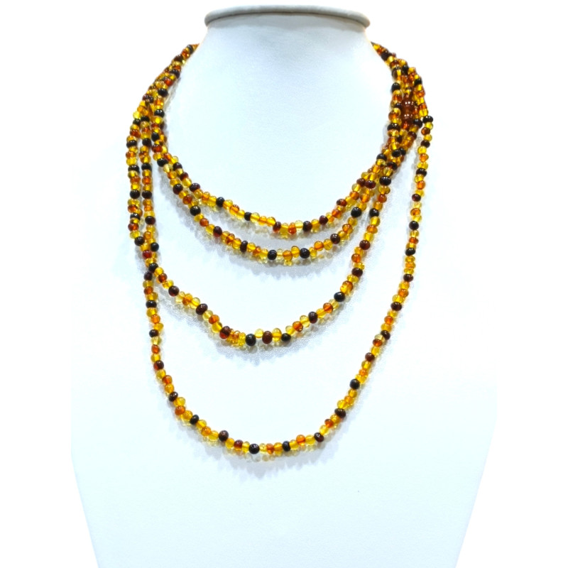 Collier Ambre Multicolore Type Sautoir 192 cm