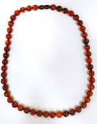 Collier Ambre Baltique Cognac Pierres Rondes 9mm Fermoir à Vis 45 cm