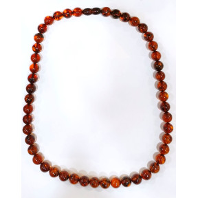 Collier Ambre Baltique Cognac Pierres Rondes 9mm Fermoir à Vis 45 cm
