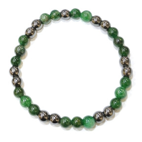 Bracelet Fuschite Hématite Pierres Rondes 6mm
