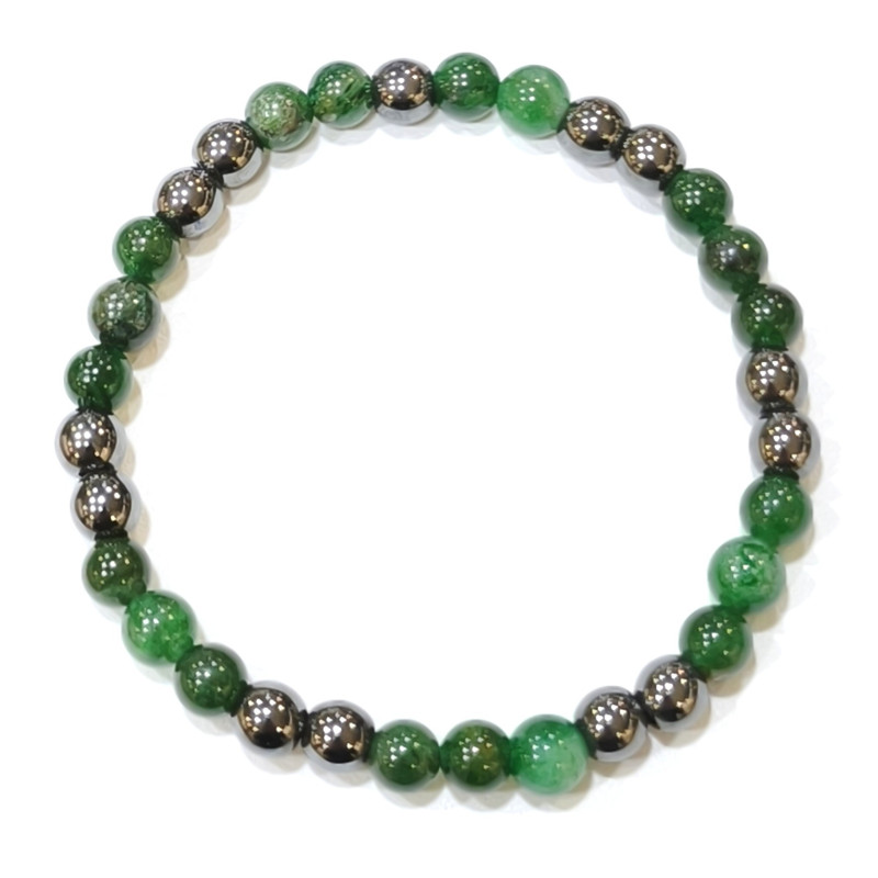 Bracelet Fuschite Hématite Pierres Rondes 6mm
