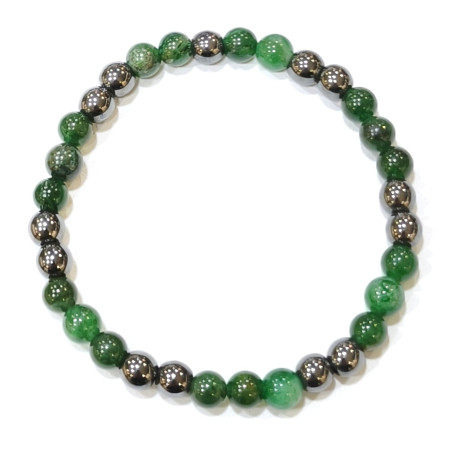 Bracelet Fuschite Hématite Pierres Rondes 6mm