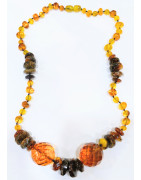 Collier Ambre Baltique Cognac et Baroque avec Fermoir à Vis 48 cm