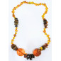 Collier Ambre Baltique Cognac et Baroque avec Fermoir à Vis 48 cm
