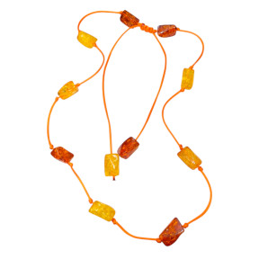 Collier Ambre Baltique à Enfiler sur Cordon Réglable 94 cm à 144 cm