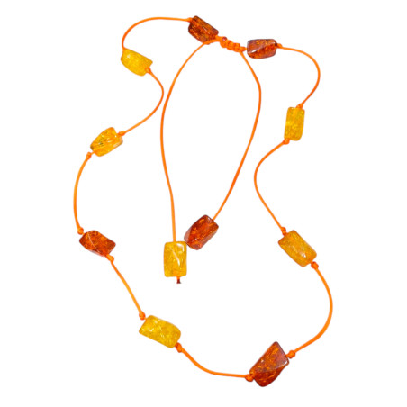 Collier Ambre Baltique à Enfiler sur Cordon Réglable 94 cm à 144 cm