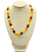 Collier Ambre Baltique Multicolore avec Fermoir à Vis 70 cm