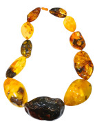 Collier Ambre Baltique Multicolore Baroque avec Fermoir à Vis 60 cm