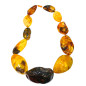 Collier Ambre Baltique Multicolore Baroque avec Fermoir à Vis 60 cm