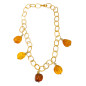 Collier Ambre Baltique Cognac Maillons Argent 925 Plaqué Or (Vermeil ) avec Fermoir 45 cm