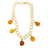 Collier Ambre Baltique Cognac Maillons Argent 925 Plaqué Or (Vermeil ) avec Fermoir 45 cm