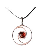 Pendentif Ambre Boule Argent 925 sur Cordon Réglable