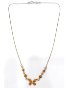 Collier Ambre Papillons Argent 925 45 cm