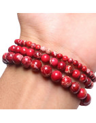 Bracelet Jaspe impérial rouge Pierres rondes (s)