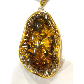 Pendentif Ambre Baltique avec Cordon Cuir 35 cm