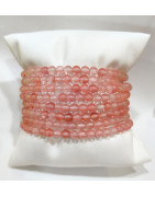 Bracelet Quartz Rose Cerise Enfant Pierres Rondes 5mm