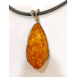 Pendentif Ambre Baltique Argent 925 avec Cordon Caoutchouc 44 cm