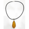 Pendentif Ambre Baltique Argent 925 avec Cordon Caoutchouc 44 cm