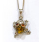 Pendentif Ambre Grenouille avec Chaîne Argent 925