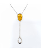 Collier Ambre Baltique Argent 925 Chaîne Argent 44 + 3 cm