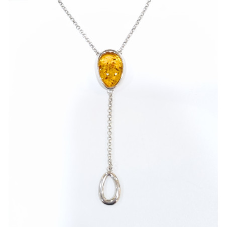 Collier Ambre Baltique Argent 925 Chaîne Argent 44 + 3 cm