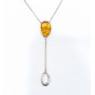 Collier Ambre Baltique Argent 925 Chaîne Argent 44 + 3 cm