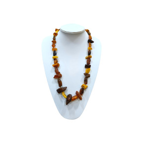 Collier Ambre Baltique Multicolore Brute avec Fermoir à Vis 66 cm