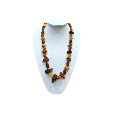 Collier Ambre Baltique Multicolore Brute avec Fermoir à Vis 66 cm