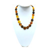 Collier Ambre Baltique Multicolore Pierres Rondes avec Fermoir 56 cm