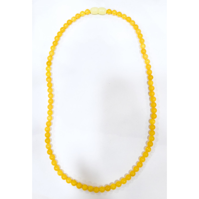 Collier Ambre Baltique Miel Pierres Rondes 6mm Fermoir à Vis 44 cm
