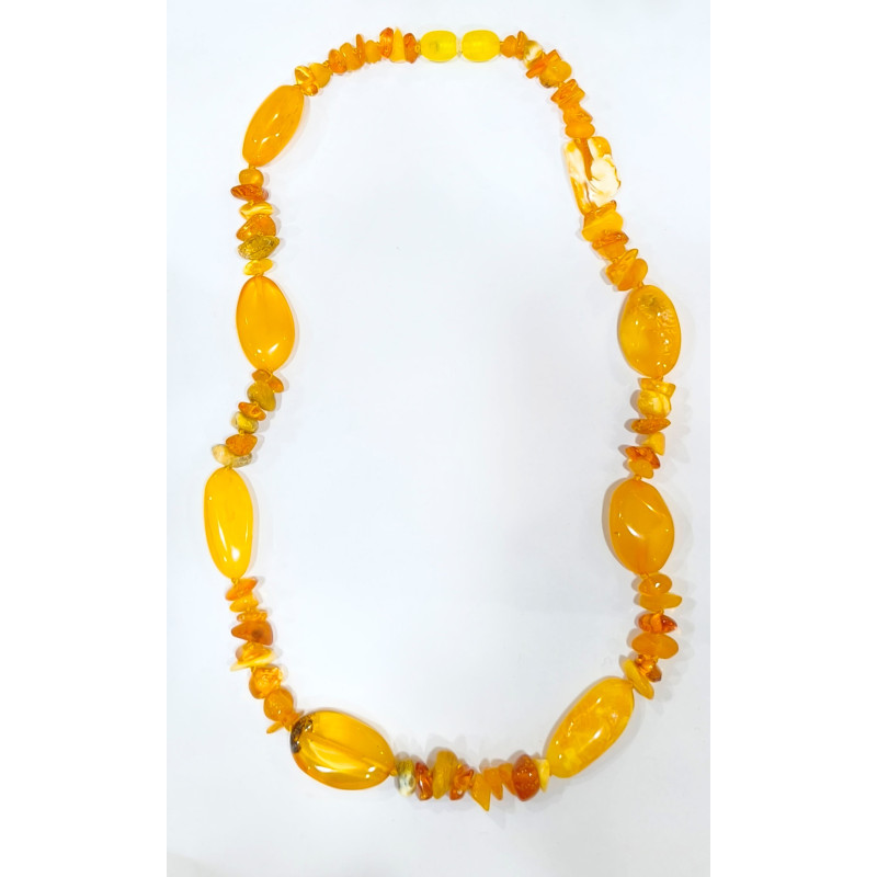 Collier Ambre Baltique Polie et Baroque Baroque avec Fermoir à Vis 42 cm
