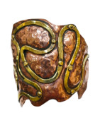 Bracelet Laiton et Cuivre Martelé et Riveté Pièce Unique PK