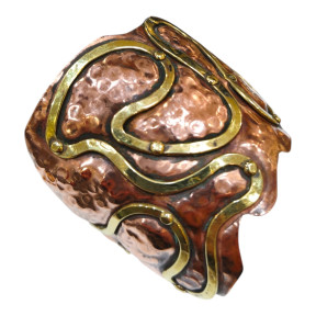 Bracelet Laiton et Cuivre Martelé et Riveté Pièce Unique PK