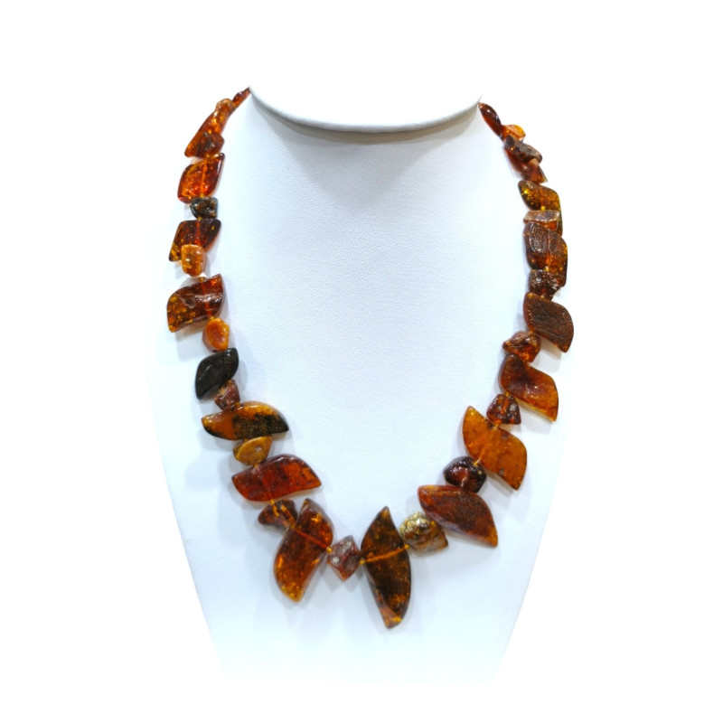 Collier Ambre Baltique Cognac avec Fermoir 52 cm