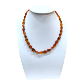 Collier Ambre Baltique Dark Cognac avec Fermoir à Vis 45 cm