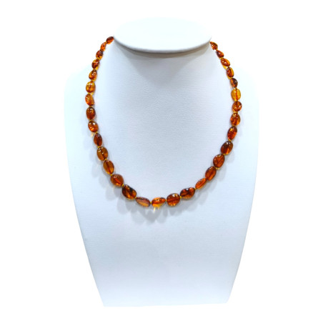 Collier Ambre Baltique Dark Cognac avec Fermoir à Vis 45 cm