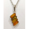 Pendentif Ambre Baltique et Végétal Argent 925 avec Chaîne Acier