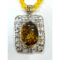Pendentif Ambre Végétal sur Collier Ambre Baltique Pierres Rondes 8mm