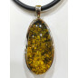 Pendentif Ambre Végétal Argent 925 avec Cordon Caoutchouc 44 cm