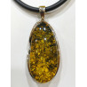 Pendentif Ambre Vert Argent 925 avec Cordon Caoutchouc 44 cm
