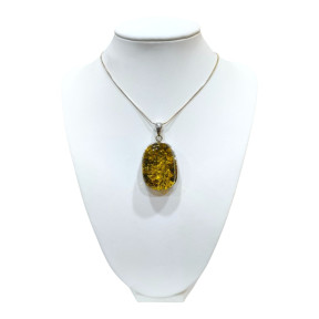 Pendentif Ambre Végétal avec Chaîne Argent 925