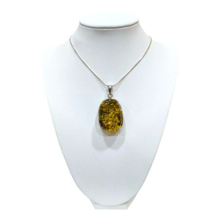 Pendentif Ambre Végétal avec Chaîne Argent 925