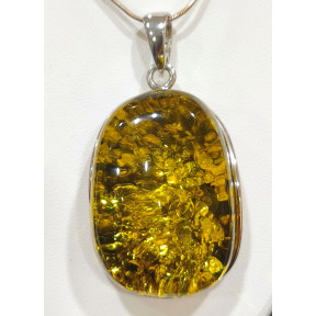 Pendentif Ambre Végétal avec Chaîne Argent 925