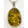 Pendentif Ambre Vert avec Chaîne Argent 925